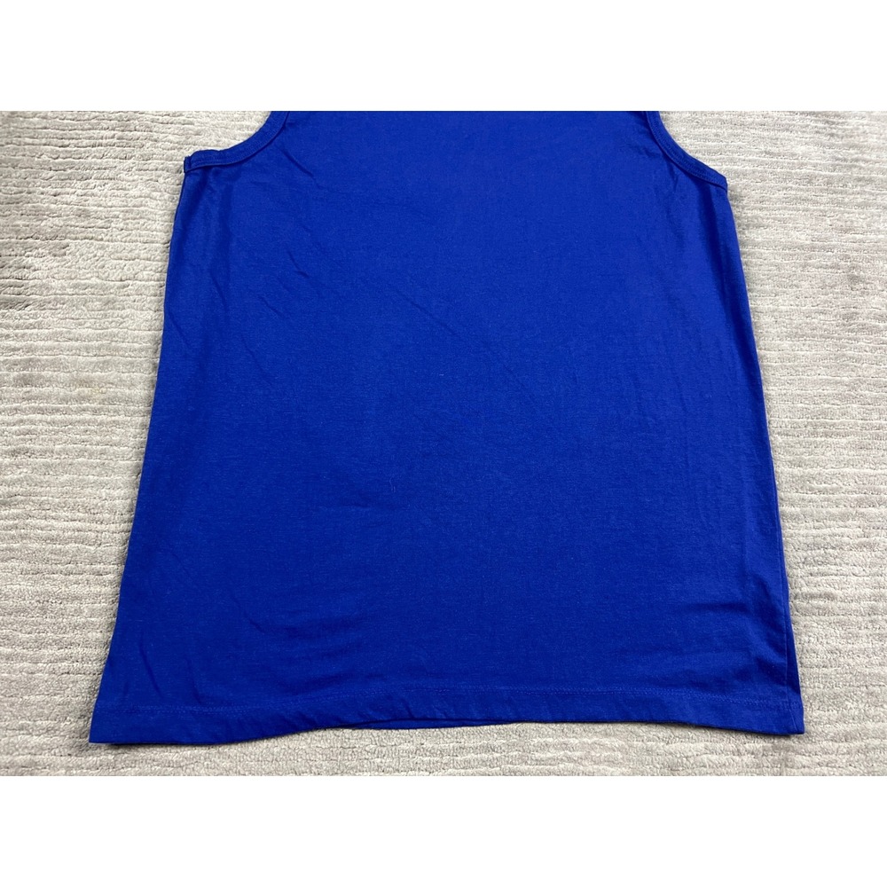 American Sweetheart Tank Top Womens L Blue Solid Crew Neck Cotton Blend Basic - Picture 10 of 11
